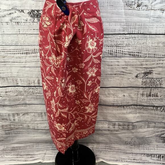 Talbots Skirt size 10 Mauve Red Pink Paisley Long Straight Peasant Modest Boho - Picture 8 of 10